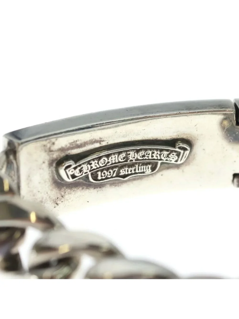 Chrome Hearts ID Floral Crs Cross ID Classic Link Bracelet Silver